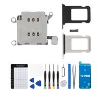 Risidamoy for iPhone 12 PRO Dual SIM Card Reader Flex Cable with Black and Silver SIM Double Card Slot Tray Holder Adapter Replacement 12PRO Sim Ejector Repair Tool Kit A2341 A2406 A2407 A2408