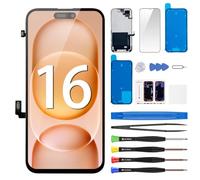 Risidamoy for iPhone 16 Screen Replacement 6.1‘’ with Earpiece Proximity Sensor LCD Touch Full HD Screen Digitizer Frame Assembly Ambient Light Sensor Tool Kit Fits A3287 A3081 A3286 A3288
