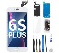 Risidamoy for iPhone 6S Plus Screen Replacement with Home Button 5.5" White Full Assembly 6splus 3D Touch LCD Display Digitizer Fix Tools with Front Camera Speaker Sensor Glass Repair Kit A1634 A1687