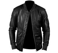 Rising Bloom Men's Genuine Real Leather Cafe Racer Vintage Fashion Slim Fit Retro Biker Bomber Style Lambskin Leather Jacket (UK, Alpha, XL, Regular, Regular, Black)