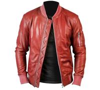 Rising Bloom Men's Genuine Real Leather Cafe Racer Vintage Fashion Slim Fit Retro Biker Bomber Style Lambskin Leather Jacket (UK, Alpha, XL, Regular, Regular, Maroon)