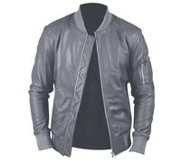 Rising Bloom Mens Real Leather Biker Jacket Cafe Racer Vintage Motorcycle Retro Style Zipped Genuine Leather Jacket (UK, Alpha, M, Regular, Regular, Grey)