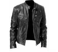 Rising Bloom Men's Real Leather Jacket Biker Motorcycle Cafe Racer Vintage Retro Bomber Winter Black Genuine Leather Jacket (as8, alpha, x_s, regular, regular, Black)