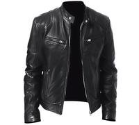 Rising Bloom Men's Real Leather Jacket Biker Motorcycle Cafe Racer Vintage Retro Bomber Winter Black Genuine Leather Jacket (as8, alpha, 4x_l, regular, regular, Black)