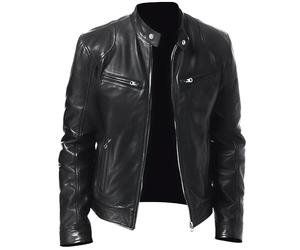 Rising Bloom Men's Real Leather Jacket Biker Motorcycle Cafe Racer Vintage Retro Bomber Winter Black Genuine Leather Jacket (as8, alpha, m, regular, regular, Black)