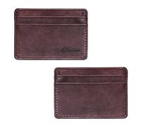 Rising Bloom Mens Slim RFID Blocking Real Leather Wallet Slim Credit Card Holder (Vintage Maroon)