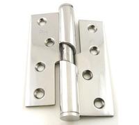 Rising Butt Hinge Left Hand 102mm x 76mm x 3mm - Polished Stainless Steel