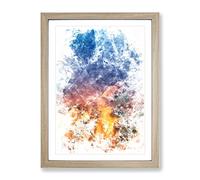 Rising Clouds Watercolour Modern Framed Print | A3 Oak Framed Wall Art | Ready to Hang | Modern Landscape Picture | Living Room Bedroom Lounge Office