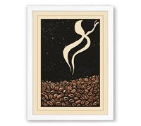 Rising From Coffee Vintage Framed Wall Art Print A1 (84.1×59.4cm) White, Wall Decor for Living Room, Bedroom, Office & Home, Ready to Hang, Art Gift