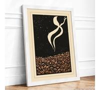 Rising From Coffee Vintage Framed Wall Art Print A1 White