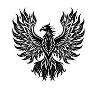 Rising from Flames Engraving Stickers 42x42.2cm Store Decoration Black