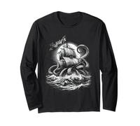 Rising from The Abyss - Classic Sea Monster Engraving Long Sleeve T-Shirt