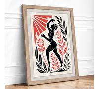Rising in Red Framed Wall Art Print A1 Oak | Ready to Hang, Premium Gi Paper, Fade-Resistant Inks, Securely Packaged, UK Made