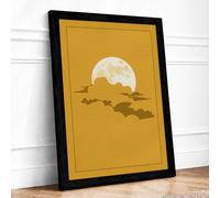 Rising Moon Minimalist Framed Wall Art Print A1 (84.1×59.4cm) Black, Wall Decor for Living Room, Bedroom, Office & Home, Ready to Hang, Art Gift