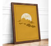 Rising Moon Minimalist Framed Wall Art Print A1 Walnut | Ready to Hang, Premium Gi Paper, Fade-Resistant Inks, Securely Packaged, UK Made