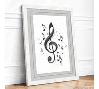 Rising Notes Framed Wall Art Print A4 White