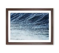 Rising Of The Wave In Blue Modern Art Framed Print | A3 Walnut Framed Wall Art | Ready to Hang | Modern Nautical Picture | Living Room Bedroom Lounge Office