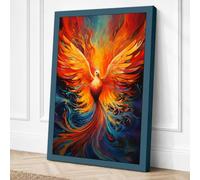 Rising Phoenix Fantasy Canvas Wall Art Print 24x16 Inch
