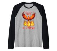 Rising Phoenix Flames Fire Bird Rebirth Raglan Baseball Tee