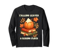 Rising Plots Autumn Leaves Fall Season Coffee Book Reader Long Sleeve T-Shirt