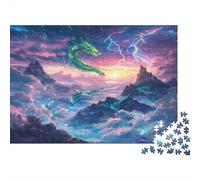 Rising Sun-Blue Dragon,Puzzles Lightning And Thunder Gemusterte Nachhaltige Puzzles Für Erwachsene Hochwertige Holzspielpuzzles 1000pcs (75x50cm)