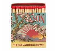 Rising Sun Long Matches, Luxury Giant Square Art Matchbox, Red Tipped Coloured Large Matchsticks, Fireside Housewarming Gift Retro Art Box