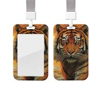 Rising Sun Tiger Id Badge Holder with Lanyard Waterproof Key Card Holder Case Id Card Protector with Clear Id Window Name Tags for Women Men Work Office Doctor Nurse
