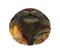 Rising Sun Tiger Shower Cap For Women Reusable Double Layers Bathing Bath Cap Hair Caps Waterproof Elastic Band Ladies Spa Salon Shower Hat Hair Caps