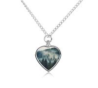 Rising Transylvania Mist Foggy Shadown Custom Cremation Jewelry Urn Necklace for Dog Pet Ashes Heart Memorial Pendant