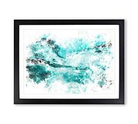 Rising Wave Watercolour Modern Framed Print | A4 Black Framed Wall Art | Ready to Hang | Modern Nautical Picture | Living Room Bedroom Lounge Office