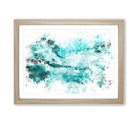 Rising Wave Watercolour Modern Framed Print | A4 Oak Framed Wall Art | Ready to Hang | Modern Nautical Picture | Living Room Bedroom Lounge Office