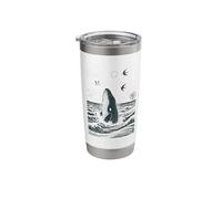 Rising Whale Japanese Wave Art Vintage Ocean Stainless Steel Insulated Tumbler