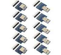 risingsaplings 10pcs USB 3.0 Type A Male and Female Breakout Board USB to DIP Adapter 10 Pins 0.1" Pitch with Male Pin Headers (5 Male and 5 Female)