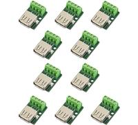 risingsaplings 10pcs USB Type A Female Socket Breakout Board with 3.81mm/0.15" Pitch Terminal Adapter Connector DIP for DIY USB Power Supply