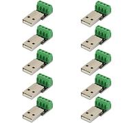 risingsaplings 10pcs USB Type A Male Socket Breakout Board with 3.81mm Pitch Terminal Blocks Adapter Connector DIP for DIY USB Power Supply/Breadboard