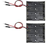 risingsaplings 2pcs 4X 1.5V 4 AA Battery Holder with Male Pins 6V 4 AA Battery Holder with Wire Leads Easy for breadboard