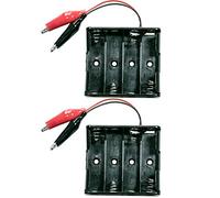 risingsaplings 4 Slots 4X 1x4 1.5V Total: 6V AA Battery Holder Box with Alligator Clip Easy to use (Pack of 2)