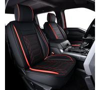 RISINGSTAR Ram Faux Leather Seat Covers, fit for 2011-2024 Ram 1500 2500 3500 1500 Classic Crew Quad Mega Cab(Curved Split Bench,Black&Red)