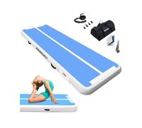 RISINGUKST Air Gymnastics Track Tumbling Mat Inflatable, 6.6ft 10ft 13ft 16ft 20ft Training Mats 4/8 Inch Thickness, Air Roller Air Barrel (Blue, 400 * 100 * 20cm)