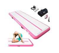 RISINGUKST Air Gymnastics Track Tumbling Mat Inflatable, 6.6ft 10ft 13ft 16ft 20ft Training Mats 4/8 Inch Thickness, Air Roller Air Barrel (Pink, 400 * 100 * 10cm)