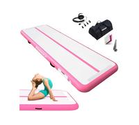 RISINGUKST Air Gymnastics Track Tumbling Mat Inflatable, 6.6ft 10ft 13ft 16ft 20ft Training Mats 4/8 Inch Thickness, Air Roller Air Barrel (Pink, 600 * 100 * 20cm)