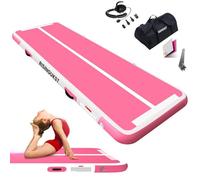RISINGUKST Air Gymnastics Track Tumbling Mat Inflatable, 6.6ft 10ft 13ft 16ft 20ft Training Mats 4/8 Inch Thickness, Air Roller Air Barrel (RosaPink, 300 * 100 * 10cm)