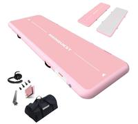 RISINGUKST Air Mat Track Gymnastics, Tumbling Mat 10ft 4inchs Thickness Training Mats for Home Outdoor Cheerleading Kids Gymnastics with Pump, Pink and White