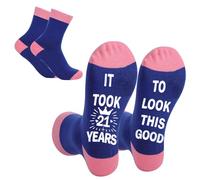 Risipu 18th Birthday Socks for Teenage Girls Grip Socks Novelty Sock Funny Gifts Ideas for Daughter (UK, Alpha, One Size, Regular, Regular, Silicone 21ST)