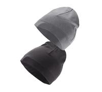 Risipu 2 Pack Skull Cap for Men Women Lightweight Running Beanie & Helmet Liner Hat Breathable & Windproof Thermal Cap for Sport Running, Cycling, Skiing (UK, Alpha, One Size, Black, Grey)