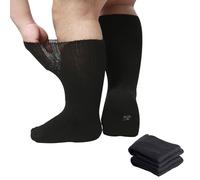 Risipu 2 Pairs Extra Wide Loose Diabetic Socks for Women Men Plus Size Breathable Seamless Sock Elastic Soft Top Socks for Swollen Feet Legs (S-M, Black)