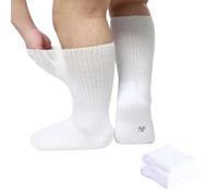 Risipu 2 Pairs Extra Wide Loose Diabetic Socks for Women Men Plus Size Breathable Seamless Sock Elastic Soft Top Socks for Swollen Feet Legs (L-XL, White)