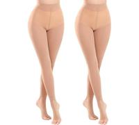 Risipu 2 Pairs Women 40D Compression Footless Dance Tights Soft Elastic High Waist Pantyhose Support Tights Cropped Dance Socks (One Size, Regular, 2 Skin (summer))