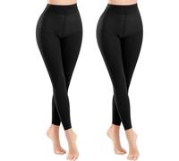 Risipu 2 Pairs Women 40D Compression Footless Dance Tights Soft Elastic High Waist Pantyhose Support Tights Cropped Dance Socks (One Size, Regular, 2 Black (summer))