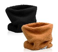 Risipu 2 Pcs Winter Fleece Warm Kids Scarf Boys Girls Round Scarves Windproof Neck Warmer Face Cover Mask (2Pcs - Black + Khaki)